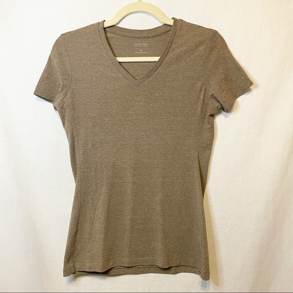 Calvin Klein Performance Brown V Neck T Shirt - XS - Picture 3 of 8